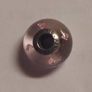 EUC Pandora 791632 PCZ Silver Pink Hearts Effervescence Murano Glass Charm
